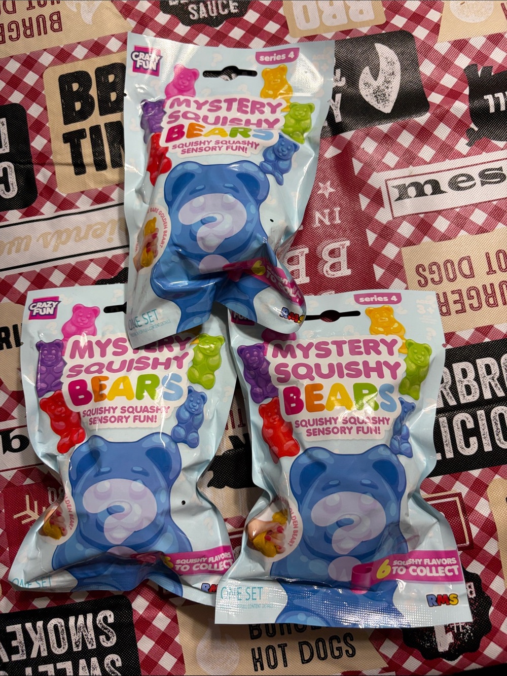 3 Mystery Squishy Bears Blind Bag - Blue Bear Packaging